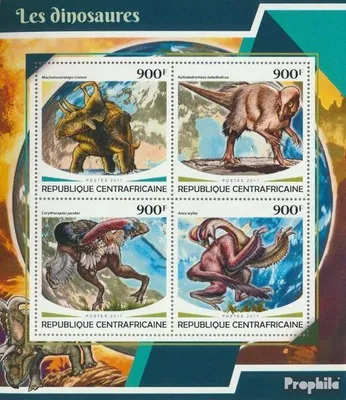 Produktbild von Briefmarken Zentralafrikanische Republik 2017 Mi 7335-7338 Kleinbogen (kompl. Ausgabe) postfrisch Dinosaurier