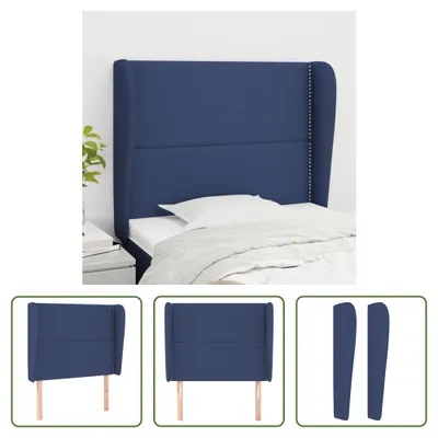 Produktbild von The Living Store Kopfteil mit Ohren Blau 103x23x118/128 cm Stoff
