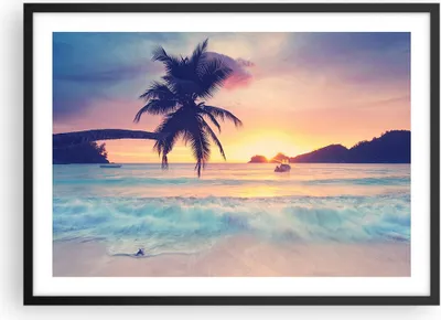 Produktbild von Gerahmtes Poster - Schwarzer Rahmen - Meer Strand Palme - 70x50 cm - Wand Bild - Wanddeko - Wandbilder - Kunstposter - Wandposter - Bilderrahmen - Bilder - Kunstdruck - Wandbild - P2BAA70x50-3992