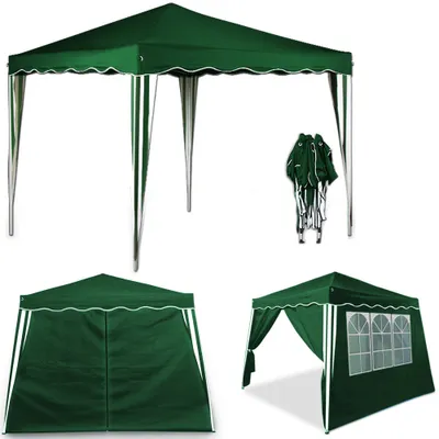 Produktbild von Deuba Faltpavillon 3 x 3 m mit 4 Seitenwände und Seitenfenster grün