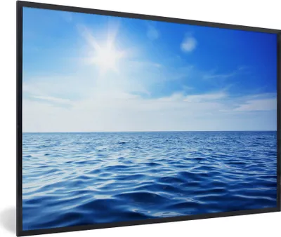Produktbild von MuchoWow® MuchoWow® Gerahmtes Poster Meer - Sonne - Himmel 90x60 cm - Poster mit zchwarzem Bilderrahmen - Fotorahmen - Foto-Plakat