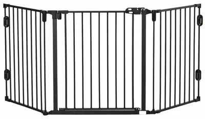 Immagine prodotto di Cancelletto di Sicurezza Pieghevole per Animali Domestici 202,5x2x76 cm in Acciaio Nero