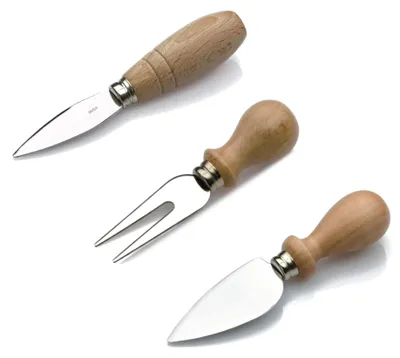 Käse-Set: 3 Messer mit Holzgriff, Edelstahl, 21 cm