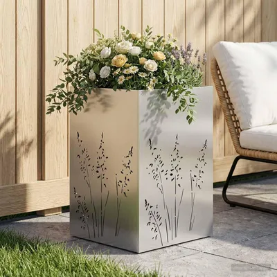 Produktbild von Möbel Garten-Pflanzgefäß Silber 50 x 50 x 75 cm Edelstahl - Beete &23930