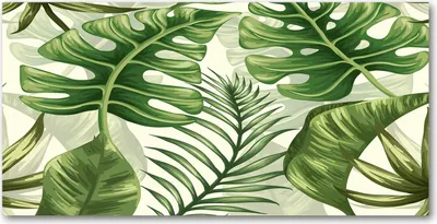 Produktbild von Tulup Glas-Bild -140x70- Wandkunst Dekorative Wand für Küche & Wohnzimmer - Blumen & Pflanzen - Tropische Blätter - Grün
