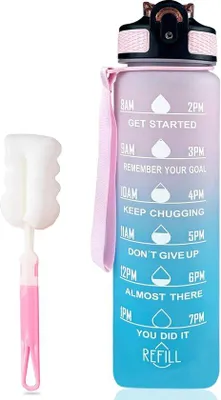 Produktbild von Famanu Wasserflasche mit Zeitmarkierungen - Motivierende Sportflasche