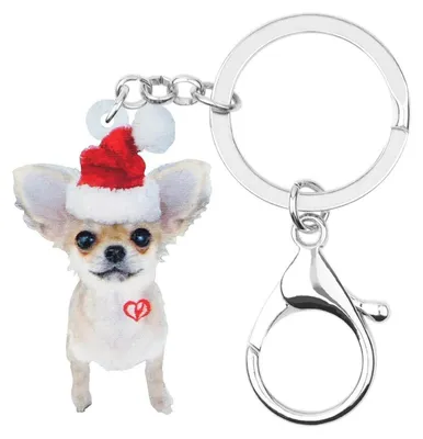 Zdjęcie produktu dla Breloczek do kluczy z motywem chihuahua, akryl, ozdoba dla zwierząt, prezent, 4,7 cm