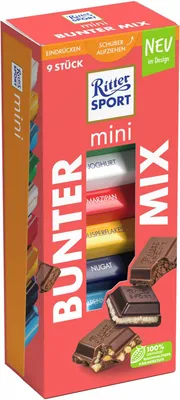 Produktbild von Ritter Sport Mini 9er Bunter Mix Mischung aus Schokoladentafeln 150g