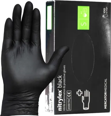 Produktbild von Mercator NITRYLEX S Nitrilhandschuhe, 100 Stück, schwarz
