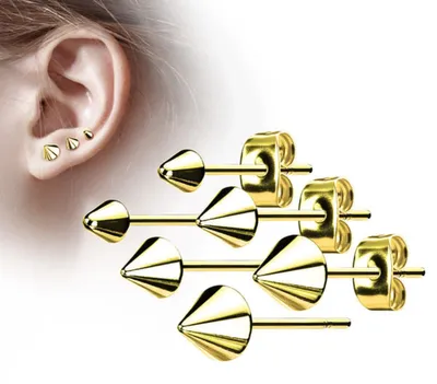 Produktbild von Ohrstecker Spikes Ohrringe Edelstahl Gold 3 mm
