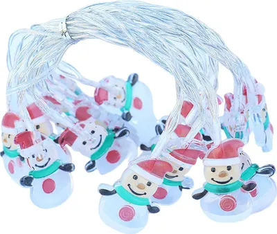 Produktbild von LED-Weihnachtslichterkette mit Weihnachtsmann und Schneemann, batteriebetrieben, Fenstergirlande, Weihnachtsdekoration, Party- und Silvesterdekoration