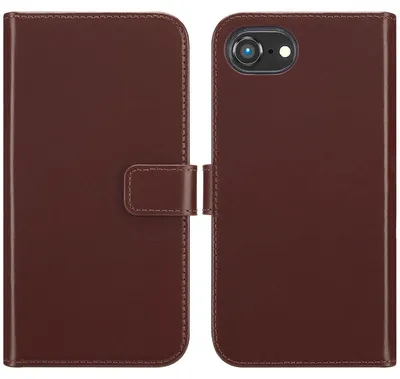 Imagen del producto de Funda de Cuero Auténtico tipo Libro para Apple iPhone 17e / 16e - Marrón