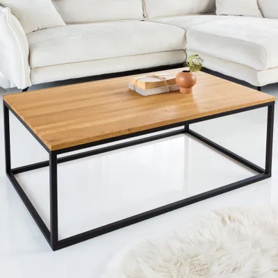 Produktbild von riess-ambiente Industrial Couchtisch ARCHITECTURE 100cm Wildeiche geölt schwarzes Metallgestell Massivholz Beistelltisch Tisch