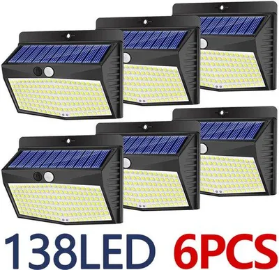Produktbild von Solar Bogenlampen - 6er Set Solar Bogenlampen mit Bewegungssensor, 138 LED Solarstrahler IP65 wasserdicht für Garten, Garage, Terrasse