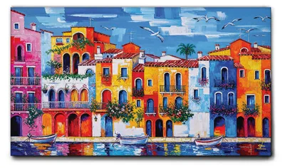 Immagine prodotto di Giallobus - 40 - Riflessi al porto - Giallobus - 100L x 60l cm - Quadro - Tela Canvas Telaio Standard