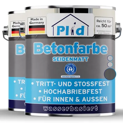 Produktbild von Plid Betonfarbe 5L Anthrazit – für ca. 50m² / Bodenbeschichtung Bodenfarbe Sockel – Innen- & Außenbereich, wetterfest & abriebfest