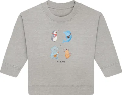 Produktbild von Mr. & Mrs. Panda Organic Baby Pullover Big Band 6. - 12. Monat - Heather Grey - Geschenk, Gitarre, Delfin, Lustige Sprüche, Musik, Bullover, Maus, Hund, Elefant