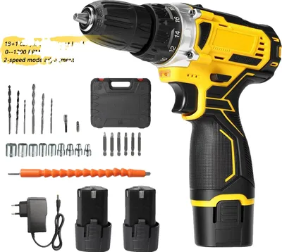 Image de Mini-perceuse sans fil, kit 29 pièces, 18+1 niveaux de couple, 2 batteries, UE
