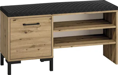 Productafbeelding van FURNLUX schoenenkast Nevio, eikenhout en zwart, 105 cm / Hoofdkleur: Beige / Afmetingen: 105 x 54 x 34 cm