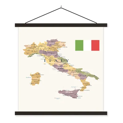Obrázok produktu pre MuchoWow® Textilný plagát - Mapa Talianska - 40x40cm - S čiernymi lamelami