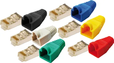 Produktbild von LogiLink RJ45 Stecker Kat.5e mit Knickschutztülle blau