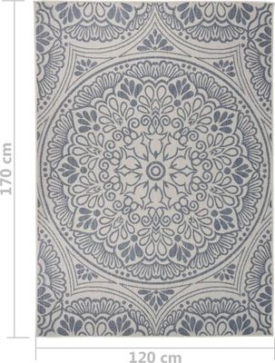 vidaXL Outdoor-Teppich Flachgewebe 120x170 cm Blaues Muster