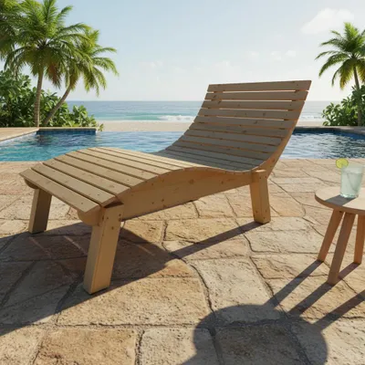 Produktbild von Holzliege Wellenliege Gartenliege Relaxliege "Liege-Franzi" (Fichte) Breite 100cm Einstiegshöhe 50cm mit Füßen