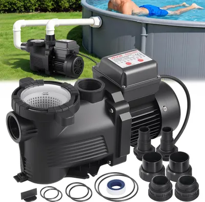 Obrázok produktu pre VEVOR Bazénové čerpadlo 400 W, filtračné čerpadlo 11 100 l/h max. prietok, jednostupňové bazénové čerpadlo, 3450 ot./min, 10 m max. výška zdvihu, s 24-hodinovým časovačom a filtračným košom, pre nadzemné a zapustené bazény a vírivky