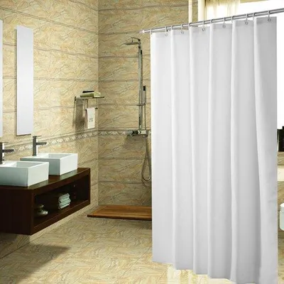 Zdjęcie produktu dla Zasłona prysznicowa antygrzybowa - biała - zawiera 8 przelotek - 180x200 cm - 100% poliester