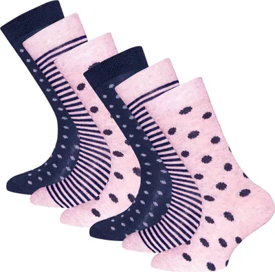 Produktbild von ewers Mädchen Socken, 6er Pack - Socken, Punkte/Ringel, Baumwolle Lila/Rosa 27-30