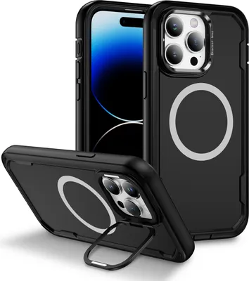 Obrázek produktu pro Ochranné pouzdro pro iPhone 14 Pro Max, kompatibilní s MagSafe, magnetické pouzdro s držákem na fotoaparát černý