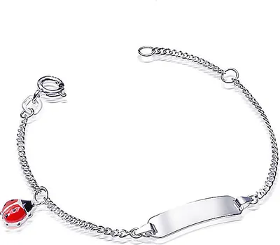 Produktbild von MATERIA by Matthias Kinder Armband mit Gravur Marienkäfer 925 Silber Schmuck Armkette Glück Emaille rot 12-14cm SA-61