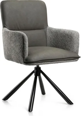 Produktbild von HowHomely | Esszimmerstühle Texas - Grau - Ergonomisch mit Drehfunktion - Modern, Komfortabel - mit automatischer Rückstellfunktion