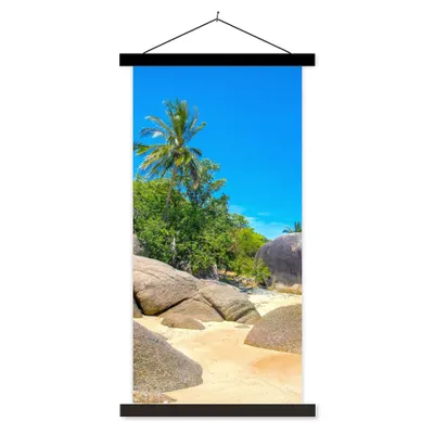Produktbild von MuchoWow® Textilposter Strand - Tropen - Meer - Pflanzen 60x120 cm mit schwarzem Rahmen - Magnete