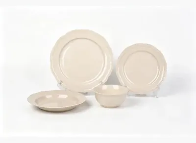 Produktbild von Elyse 24-teiliges Geschirrset Creme für 6 Personen, Porzellan, 26,5 cm