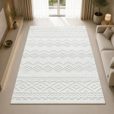Produktbild von Moderner Teppich mit Loop-Struktur und Reliefmuster Creme Größe - 160 x 220 cm
