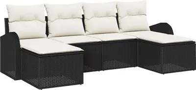 Productafbeelding van vidaXL Bankset, 6 stuks, zwart en wit, van polyrotan