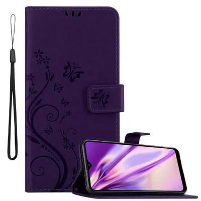 Immagine prodotto di Cadorabo cover per Samsung Galaxy A20s cover protettiva in viola cover protettiva cover telefono cellulare cover fiori custodia fiore
