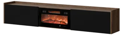 Produktbild von Furniture24 Fernsehschrank Arigato 200 Cm Tv - Lowboard Mit Elektrokamin - Nussbaum / Schwarz