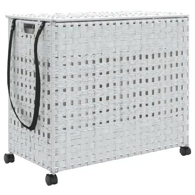 Produktbild von vidaXL Wäschekorb mit Rollen Weiß 66x35x60 cm Rattan