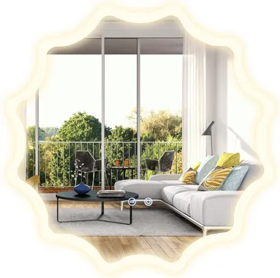 Produktbild von Badspiegel mit Anti-Beschlage Spiegelheizung Welle-Design LED-Spiegel Wandspiegel 60 x 60 cm