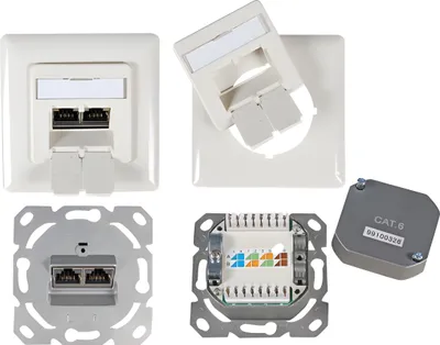 Image de EFB Datendose Cat.6 250MHz rechts/links,Unterputz,2xRJ45,wei