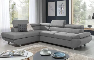 Produktbild von Ecksofa Sofa PANOS Stoff Esito Grau mit Schlaffunktion Ottomane Links