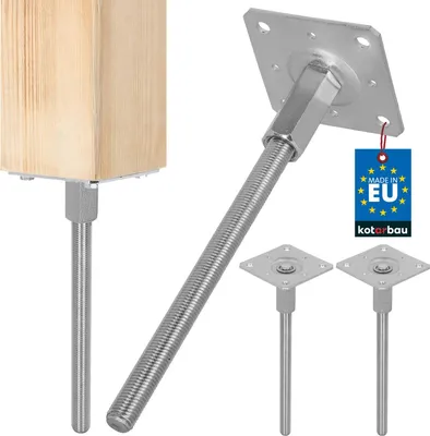 Obrázek produktu pro KOTARBAU® 2 ks podpěr sloupků Výškově nastavitelná ocelová pozinkovaná kotva do země 110x330 mm Podpěra sloupku Podstavec sloupku Stabilní podpěrná patka Patka sloupku Svisle nastavitelná ocelová kotva pro altány a ploty