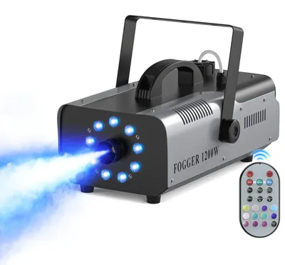 Immagine prodotto di Macchina del fumo - Effetto scenico compatto - 1200 W - 9 LED RGB - Fumo colorato - 110–240 V - Spina europea