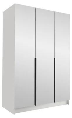 Produktbild von MIRJAN24 Kleiderschrank Calia III, Schlafzimmer, Drehtürenschrank, mit Kleiderstange, Modern, Garderobenschrank, Metallgriffe (Farbe: Weiß / Weiß + Schwarz)