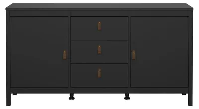 Image de CALICOSY - Buffet 2 portes et 3 tiroirs noir mat L151cm - BARCELONE