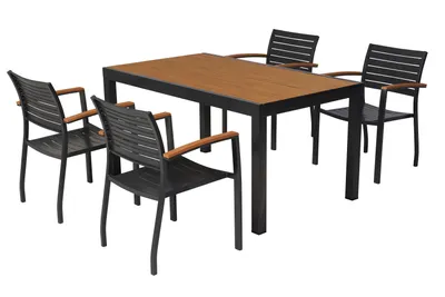 Produktbild von Merxx Gartenmöbel Set Astros 5tlg., 4 Stapelsessel, Tisch 150 x 90 cm- Aluminium-Kunststoff