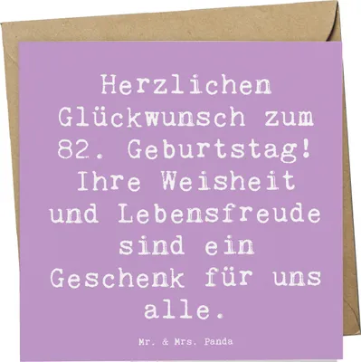 Produktbild von Mr. & Mrs. Panda Grußkarte Spruch 82. Geburtstag - Lavendeltraum - Geschenk, Geburtstagsgeschenk, faltkarte, Glückwunschkarte, einzigartig, Klappkarte, anlasskarte