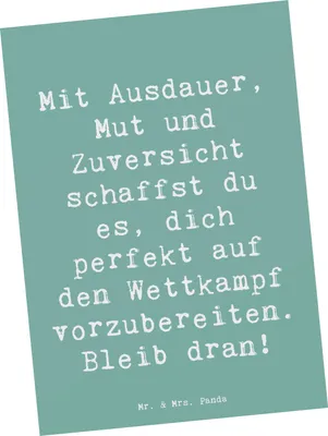 Produktbild von Mr. & Mrs. Panda Postkarte Spruch Wettkampfvorbereitung meistern - Meeresbrise - Geschenk, Vertrauem, Mutmacher, Zuversicht, Grußkarte, Ansichtskarte, Inspiration, Trost